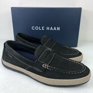 COLE Haan Claude Suede Black Penny Loafer Shoes